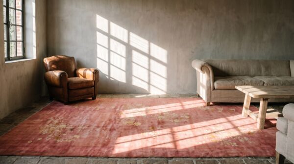Antique chinese art deco oversized coral rug wool 5 Antique chinese art deco oversized coral rug wool (sku 20787) - room view
