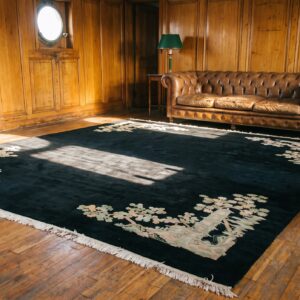 Antique Chinese - Art Deco Oversized Large Oversized Big Rug Wool Black (SKU 21950) - room view