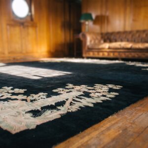 Antique Chinese - Art Deco Oversized Large Oversized Big Rug Wool Black (SKU 21950) - in-room detail