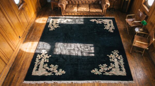 Antique chinese - art deco oversized large oversized big rug wool black 2 Antique chinese - art deco oversized large oversized big rug wool black (sku 21950) - styled overhead view