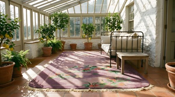 Antique chinese - art deco wool purple rug 10 Antique chinese - art deco wool purple rug (sku 25049) - room view