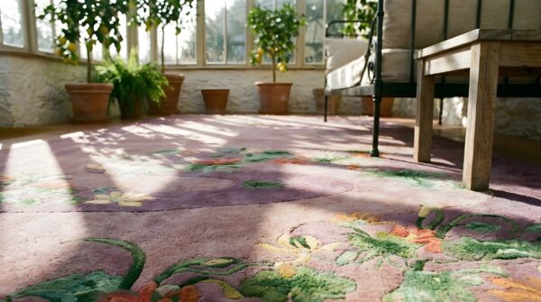 Antique chinese - art deco wool purple rug 11 Antique chinese - art deco wool purple rug (sku 25049) - in-room detail