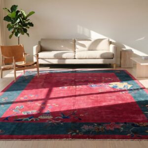 Chinese Knotted - Art Deco Rectangle Antique Wool Purple 1920s Room Size Rug (SKU 22791) - room view
