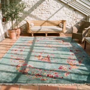 Chinese - Art Deco Rectangle Knotted Antique Room Size Wool 1920s Rug (SKU 22977) - room view