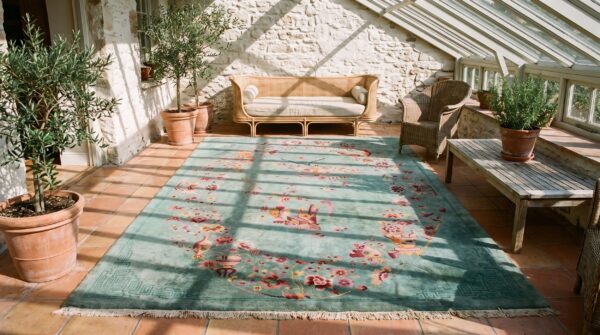 Chinese - art deco rectangle knotted antique room size wool 1920s rug (sku 22977) - room view