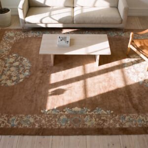 Antique Wool Chinese - Art Deco Knotted Rectangle Room Size 1930s Rug (SKU 22577) - styled overhead view