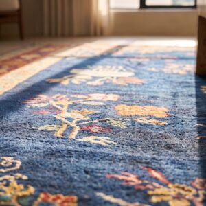 Chinese - Art Deco Rectangle Knotted Antique Wool Room Size Blue 1920s Rug (SKU 24500) - in-room detail