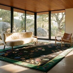 Antique Chinese - Art Deco Room Size Wool Black Rug (SKU 24891) - room view