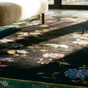 Antique Chinese - Art Deco Room Size Wool Black Rug (SKU 24891) - in-room detail