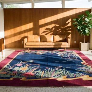 Antique Chinese Art Deco Room Size Wool Blue Rug (SKU 24887) - room view