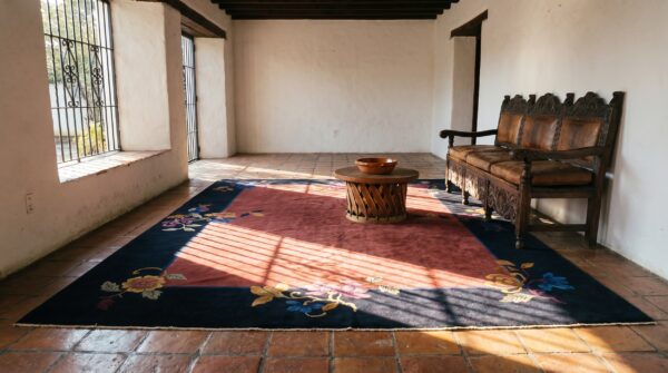 Antique chinese - art deco room size wool blue navy, red rug 7 Antique chinese - art deco room size wool blue navy, red rug (sku 24889) - room view