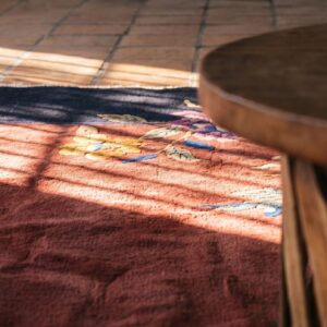 Antique Chinese - Art Deco Room Size Wool Blue Navy, Red Rug (SKU 24889) - in-room detail