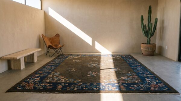 Antique chinese - art deco room size wool brown rug (sku 22307) - room view