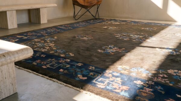 Antique chinese - art deco room size wool brown rug (sku 22307) - in-room detail