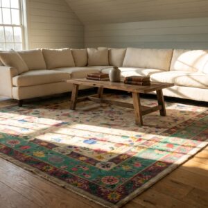 Antique Chinese - Art Deco Room Size Wool Ivory Rug (SKU 25062) - room view