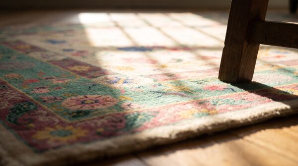 Antique chinese - art deco room size wool ivory rug 11 Antique chinese - art deco room size wool ivory rug (sku 25062) - in-room detail