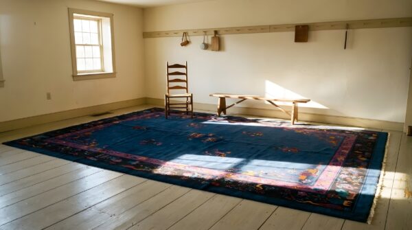 Antique chinese - art deco room size wool - manchester blue rug 10 Antique chinese - art deco room size wool - manchester blue rug (sku 24892) - room view