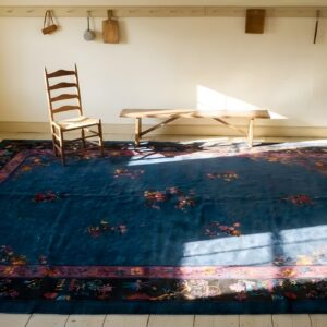 Antique Chinese - Art Deco Room Size Wool - Manchester Blue Rug (SKU 24892) - styled overhead view