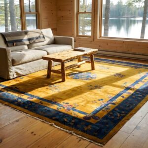 Antique Chinese - Art Deco Room Size Wool Manchester Yellow Rug (SKU 25829) - room view