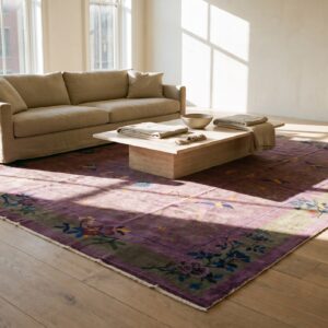 Antique Chinese - Art Deco Room Size Wool Purple Rug (SKU 25093) - room view