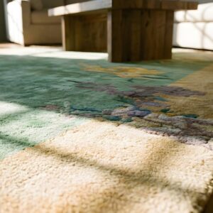 Antique Chinese Art Deco Sea Foam Green Hallway Runner Rug (SKU 25407) - in-room detail