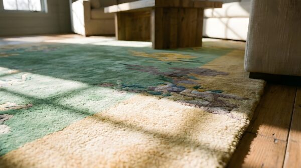 Antique chinese art deco sea foam green hallway runner rug 9 Antique chinese art deco sea foam green hallway runner rug (sku 25407) - in-room detail