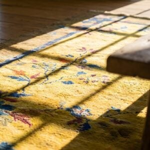 Antique Chinese - Art Deco Small Scatter Size Wool Yellow Rug (SKU 25152) - in-room detail