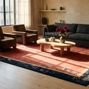 Antique Chinese Art Deco Square Room Size Minimalist Walter Nichols Rug (SKU 24568) - room view