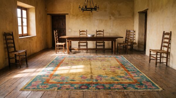 Antique chinese - art deco yellow 1920s rug 5 Antique chinese - art deco yellow 1920s rug (sku 23032) - room view