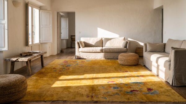 Antique chinese - art deco yellow 1930s rug 7 Antique chinese - art deco yellow 1930s rug (sku 23142) - room view
