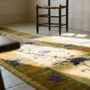 Antique Chinese Art Deco Yellow Hallway Runner Rug (SKU 25047) - in-room detail
