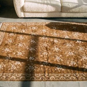 Antique Chinese - Baotou Chinese Knotted Rug (SKU 17407) - styled overhead view