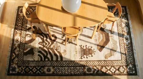 Antique chinese - baotou chinese 1920s rug 2 Antique chinese - baotou chinese 1920s rug (sku 21996) - styled overhead view
