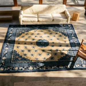 Antique Chinese Baotou 1920s Square Rug (SKU 25318) - styled overhead view