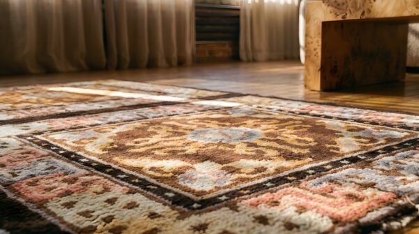 Antique chinese - baotou chinese brown 1920s rug 7 Antique chinese - baotou chinese brown 1920s rug (sku 22009) - in-room detail