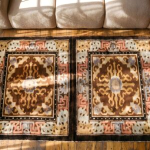 Antique Chinese - Baotou Chinese Brown 1920s Rug (SKU 22009) - styled overhead view
