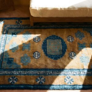 Antique Chinese - Baotou Brown 1920s Rug (SKU 23248) - styled overhead view