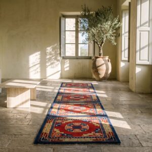 Antique Chinese Baotou Hallway Runner Wool Red Rug (SKU 22483) - room view