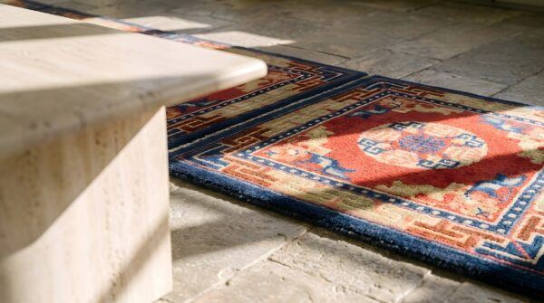 Antique chinese baotou hallway runner wool red rug (sku 22483) - in-room detail