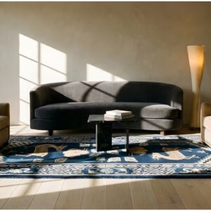 Antique Chinese - Baotou Small Scatter Size Wool Blue Rug (SKU 25209) - room view