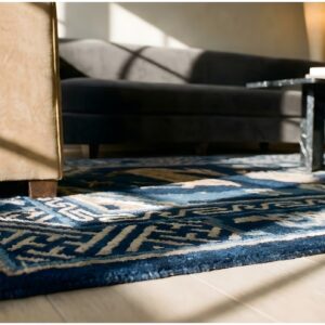 Antique Chinese - Baotou Small Scatter Size Wool Blue Rug (SKU 25209) - in-room detail