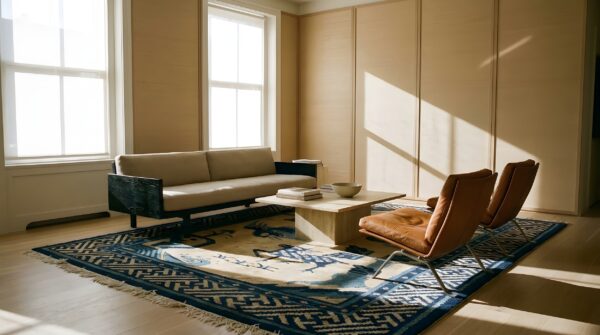 Antique chinese - baotou small scatter size wool ivory rug 10 Antique chinese - baotou small scatter size wool ivory rug (sku 25208) - room view