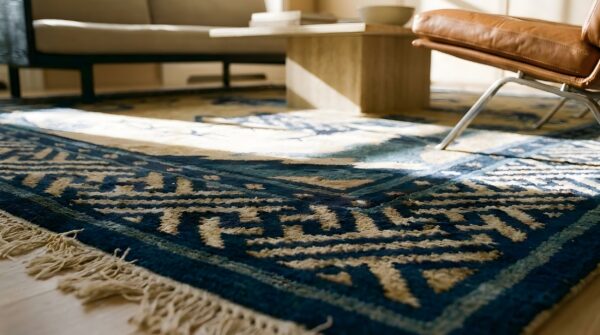 Antique chinese - baotou small scatter size wool ivory rug 11 Antique chinese - baotou small scatter size wool ivory rug (sku 25208) - in-room detail