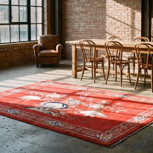 Antique Chinese - Baotou Small Scatter Size Wool Red Rug (SKU 21988) - room view