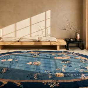 Antique Chinese Blue Peking Oval Room Size Rug (SKU 22011) - room view