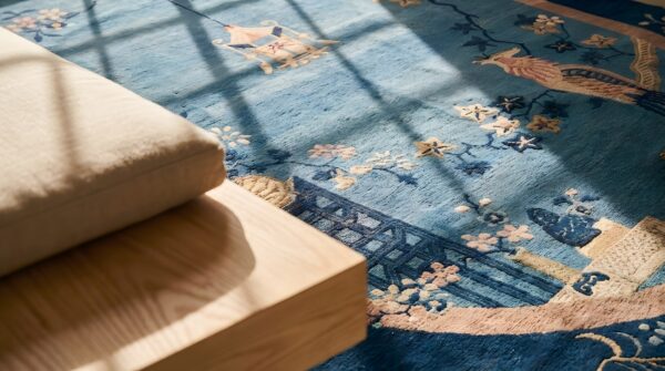 Antique chinese blue peking oval room size rug 8 Antique chinese blue peking oval room size rug (sku 22011) - in-room detail