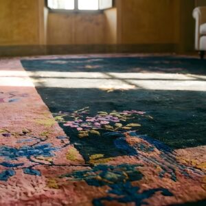 Knotted Chinese Blue Rectangle - Art Deco Antique Room Size 1920s Wool Rug (SKU 25586) - in-room detail