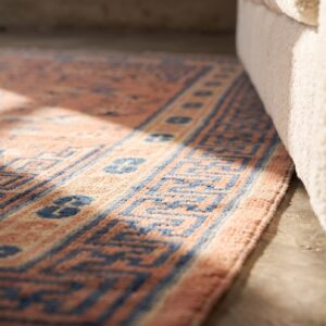 Antique Chinese Coral Kansu Chinese Knotted Rug (SKU 21023) - in-room detail