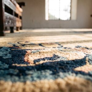 Antique Chinese Rug, Hand-Knotted Wool, Chinese Decorative Tradition (SKU 21722) - in-room detail