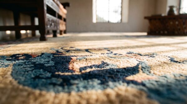 Antique chinese rug, hand-knotted wool, chinese decorative tradition 9 Antique chinese rug, hand-knotted wool, chinese decorative tradition (sku 21722) - in-room detail